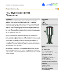 Thumbnail of document Data Sheet - SL Inventory Grade Hydrostatic Level Transmitter